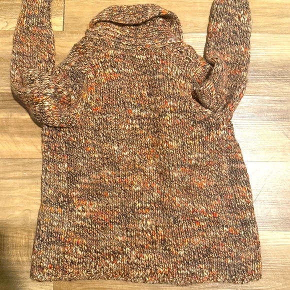 Talbots Cardigan Open Front Wool Acrylic Alpaca Knit Brown Marled Size P - Picture 5 of 5